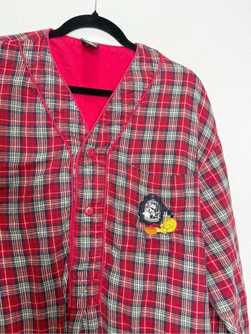 Vintage Warner Bros. Plaid Tweety Bird Sylvester Nightgown Pajamas